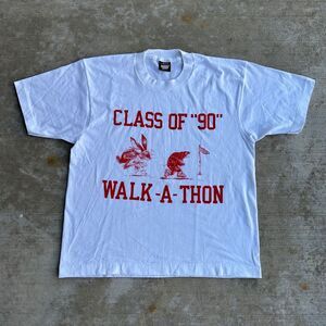 Vintage Walk-A-Thon Shirt Tortoise and Hare Race Shirt Size Large White 1990‎